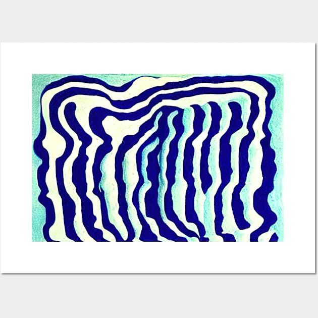 Background blue wavy strokes Wall Art by Alekxemko